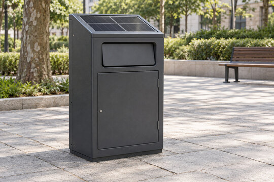 Solar-Powered Smart Waste Compactor in a Modern Urban Park