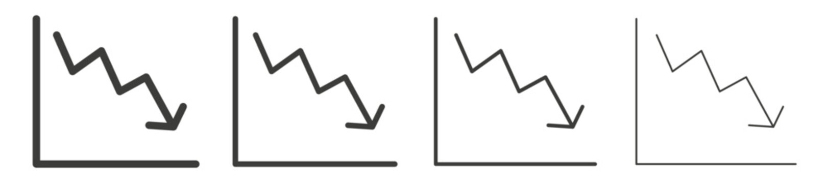 Arrow trend-down icon flat outline in black
