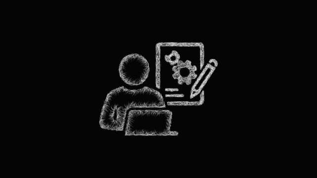 Sketch technical writer icon animation - smooth progressive reveal
