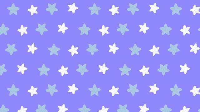 Seamless looping pattern of cute stars on a purple background