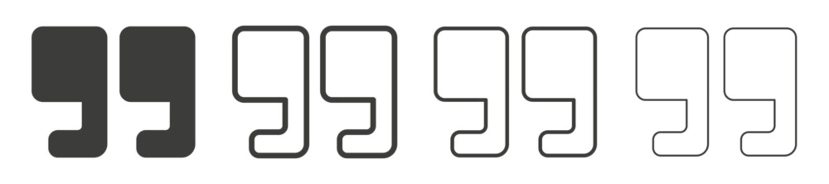 Quote right icon flat outline in black