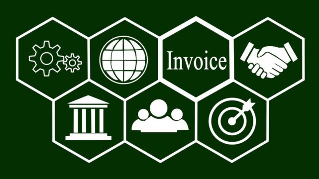Businessman pressing a Business invoice concept.on green background.HD video Animation ..