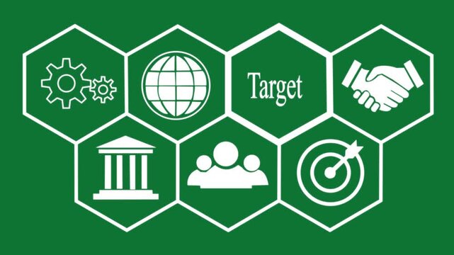 Businessman pressing a Business Target News concept.on green background.HD video Animation ..