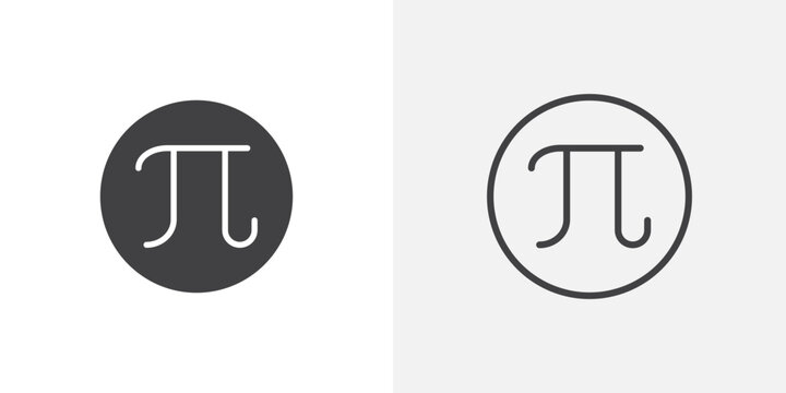 Pi icon flat outline in black