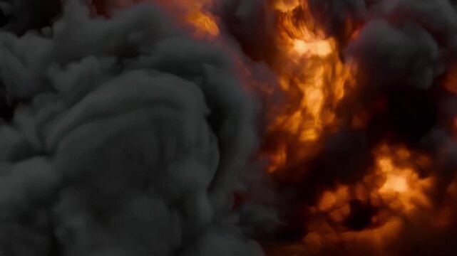 Dark Volcanic Smoke Cloud with Fiery Orange Glow, Burning Embers and Dramatic Atmospheric Motion, Cinematic VFX Element for Logo Reveal, Horror Intro, Action Titles and Video Openers