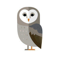 Fototapeta premium Owl, 2D flat vector illustration in icon style, isolated on a white background