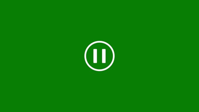 pause icon animation media player control pause button circle animation, pause symbol motion graphic audio video no green background. 4k video