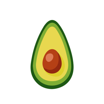 Flat-design 2D vector artwork of a Avocado, styled as an icon and isolated against white background