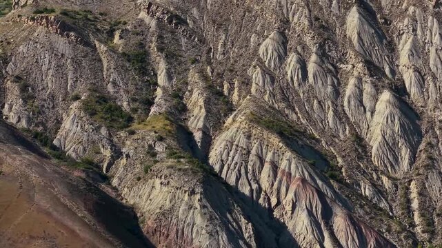Aerial view of colorful mountains in Kaspi, Georgia