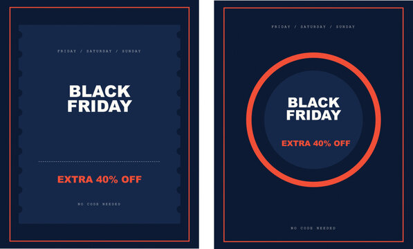 Modern dark blue and red vector graphic Black Friday sale flyer design templates bundle