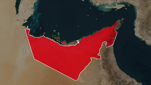 United Arab Emirates red country map video footage clip