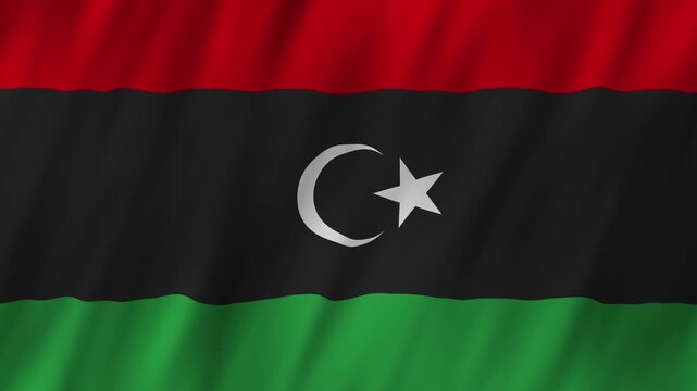 Libya flag waving in the wind 4K animation background