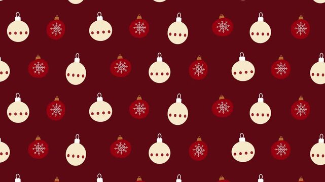 Seamless animation of christmas baubles pattern background