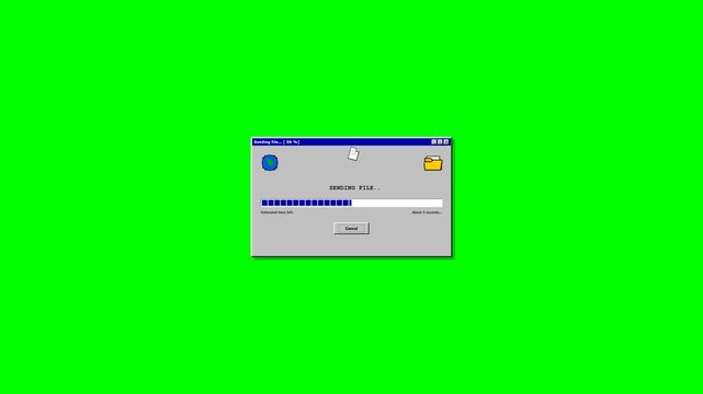 Retro Loading Dialog on Green Screen Chroma Key - UI Progress Bar Mockup