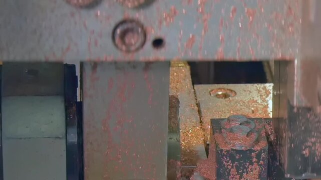 Witness the intricate process of copper tube manufacturing for industrial air conditioners. The machine gracefully shapes and transforms raw materials into precision parts, sparkling in slow motion.