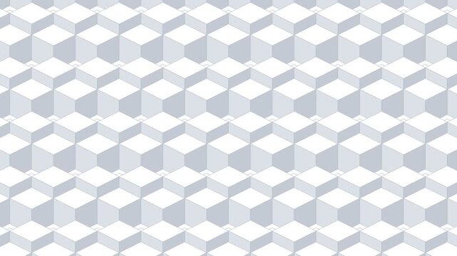White isometric diagonal cube wave, a wave travelling diagonally across a field of cubes, seamless looping geometric background