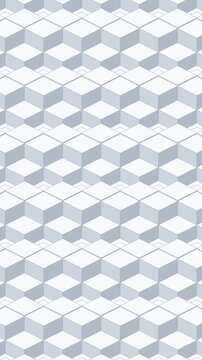 Pearl grey isometric diagonal cube wave, a wave travelling diagonally across a field of cubes, seamless looping geometric background, vertical 9:16