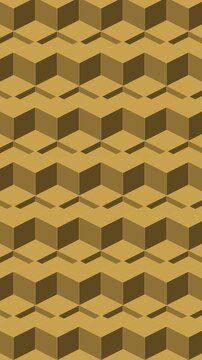 Gold on charcoal isometric diagonal cube wave, a wave travelling diagonally across a field of cubes, seamless looping geometric background, vertical 9:16
