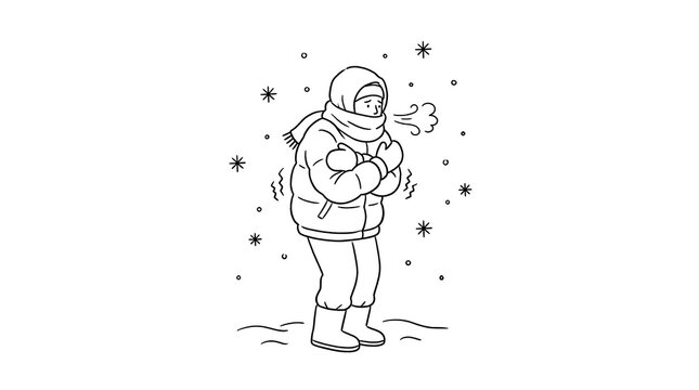Person shivering and feeling cold in winter weather