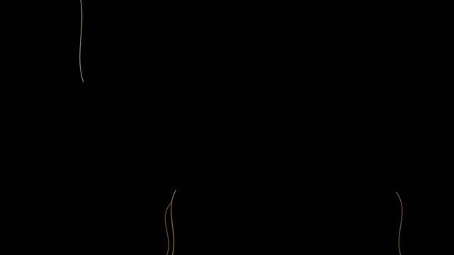 Amber projector hairs overlay, projector hairs wavering at the edge of the gate, seamless looping black background film texture for video editing