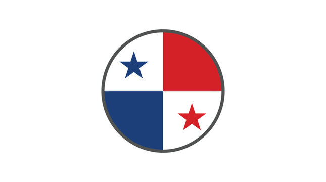 Circular Panama flag emblem featuring red and blue quarters with white stars inside