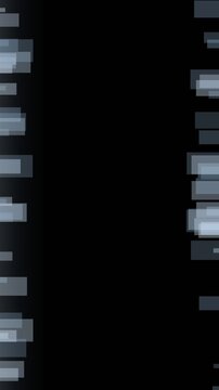 Cold blue edge wear overlay, worn sprocket damage creeping along the frame edges, seamless looping black background film texture for video editing, vertical 9:16