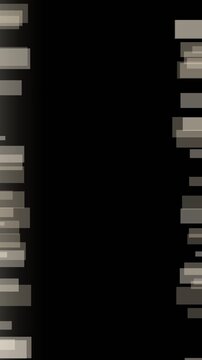 Warm white edge wear overlay, worn sprocket damage creeping along the frame edges, seamless looping black background film texture for video editing, vertical 9:16