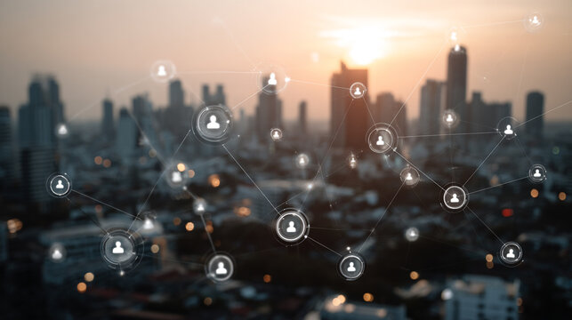 Smart digital Innovation city with connection network reciprocity over the city of future smart wireless digital city and social media networking systems that connects people with in city
