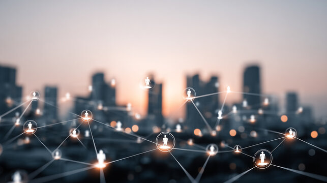 Smart digital Innovation city with connection network reciprocity over the city of future smart wireless digital city and social media networking systems that connects people with in city