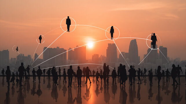 Smart digital Innovation city with connection network reciprocity over the city of future smart wireless digital city and social media networking systems that connects people with in city