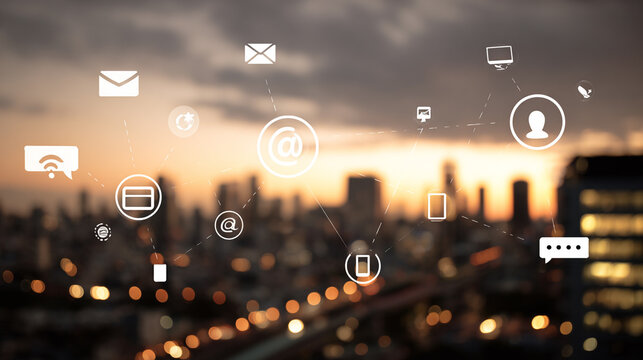 Smart digital Innovation city with connection network reciprocity over the city of future smart wireless digital city and social media networking systems that connects people with in city