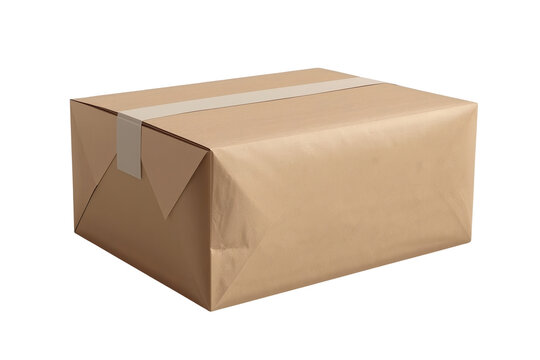 Kraft paper wrapped parcel as clean studio cutout
