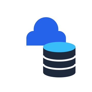 Cloud database storage flat vector icon