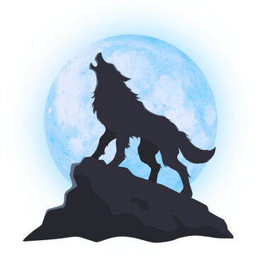 Howling Wolf And Full Moon