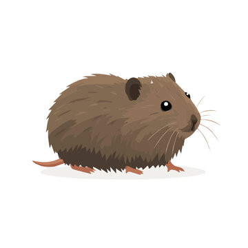 2D minimalist flat vector of a Vole, contemporary clean design isolated on white.