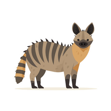 2D minimalist flat vector of a Aardwolf, contemporary clean design isolated on white.