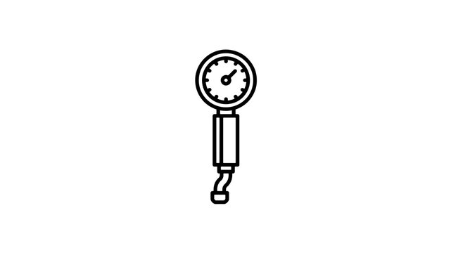 Black line tire pressure gauge icon for automotive maintenance service