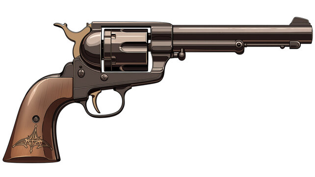 illustration of revolver pistol on white background