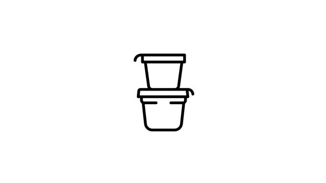 Plastic food containers stacked icon outline drawing for kitchen storage