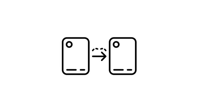 Two smartphone devices with data transfer arrow for file synchronization