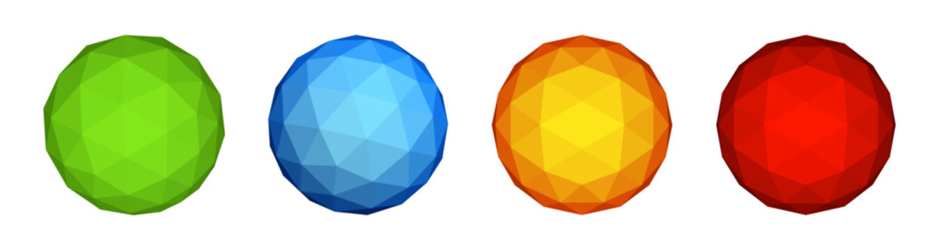 Geometric Spheres Low Poly Pattern Vector Graphic Illustration Set