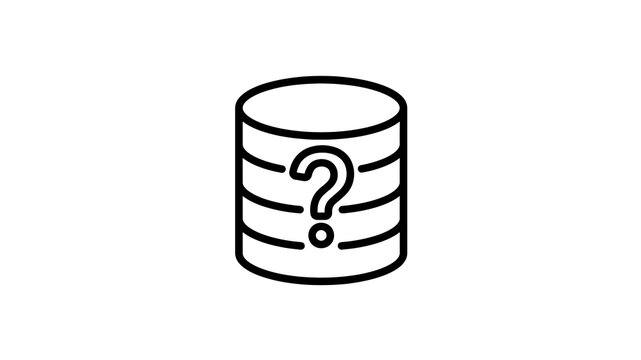 Database cylinder with question mark outline icon for data analytics