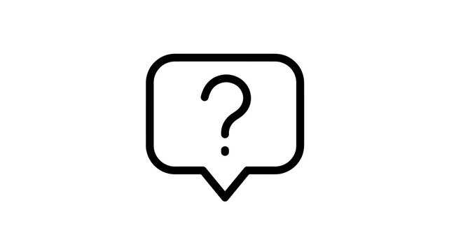 Question mark inside speech bubble outline icon for customer support