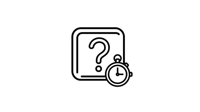 Question mark button with timer black icon on transparent background