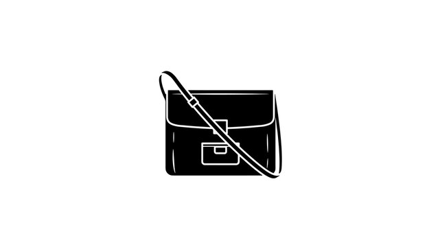 Messenger bag icon with shoulder strap black line art for daily carry