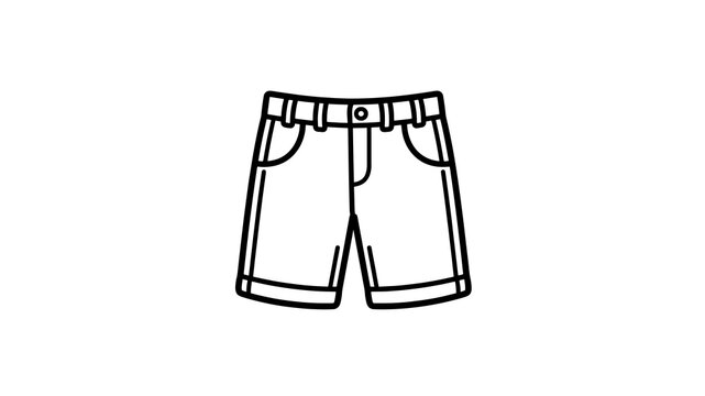 Summer denim shorts outline vector icon for casual clothing retail app