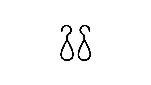 Minimalist pair of teardrop shaped earrings line art on white background