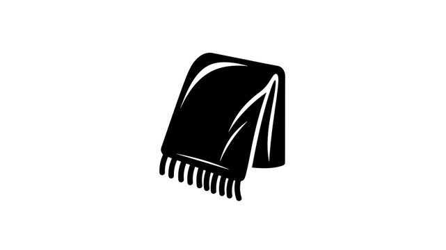 Black silhouette of folded wool scarf with tassels for winter decor