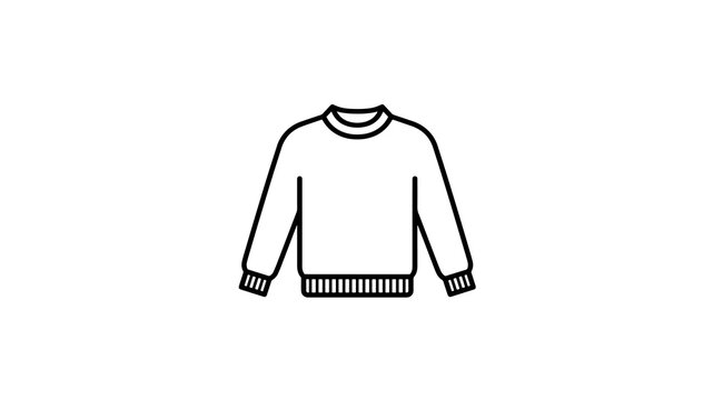 Casual long sleeve sweater icon in black line art style for fashion
