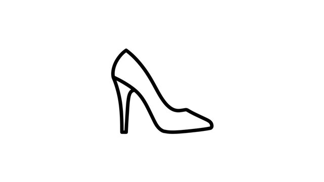 Black line art high heel shoe vector design on transparent background